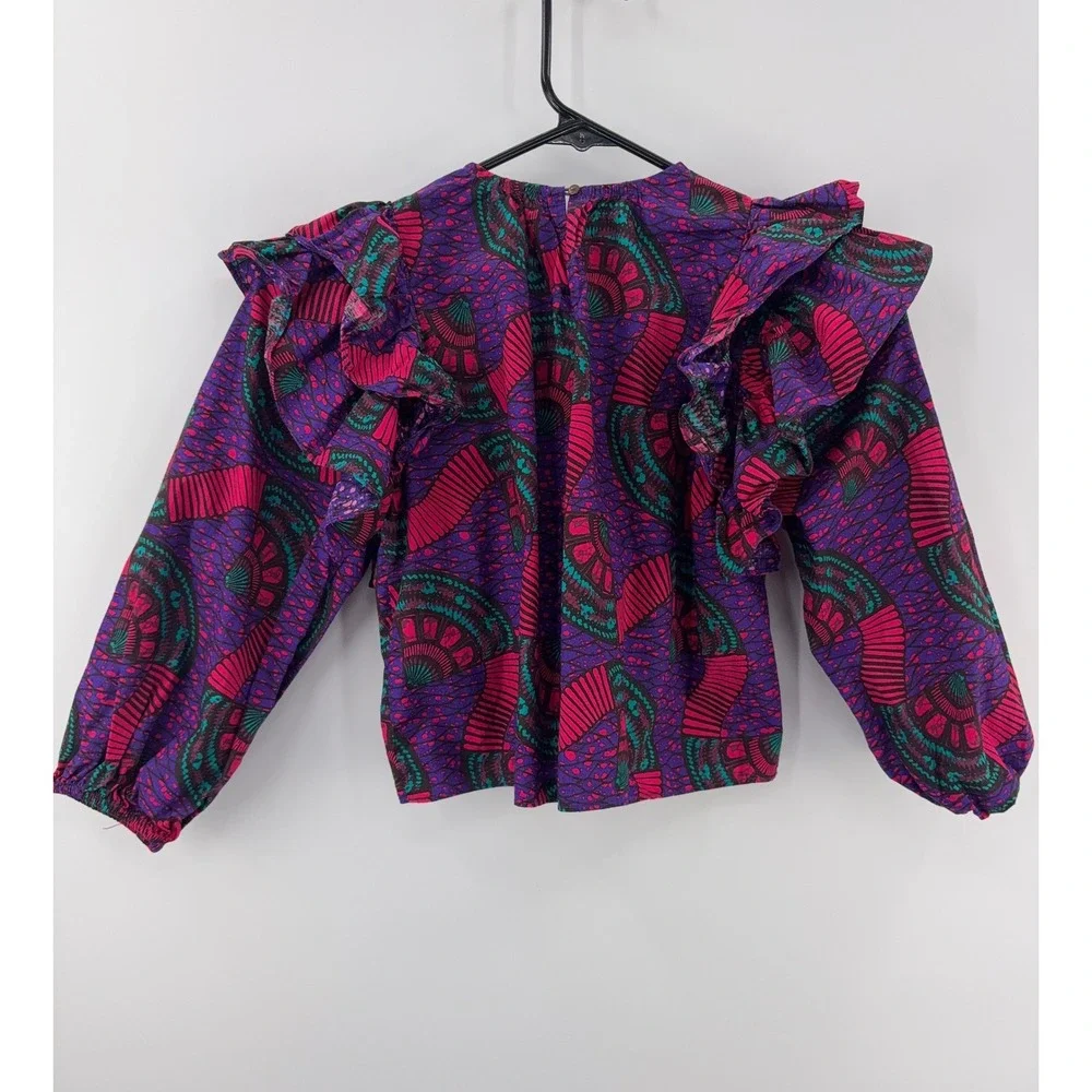 Ulla‎ Johnson Clara Blouse & Stella Skirt Set Kids 6 Purple Tier Cotton Abstract